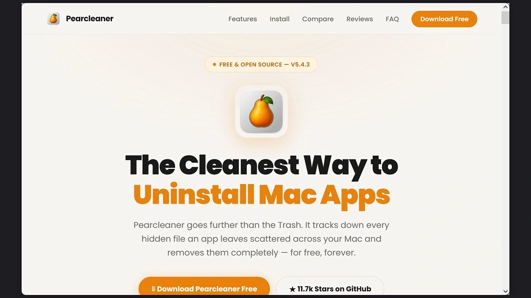 Screenshot of the fake Pearcleaner site.