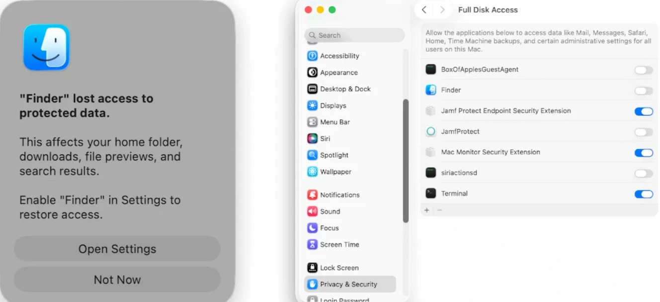 Screenshot of the PamStealer fake Finder app, as shared by Jamf.
