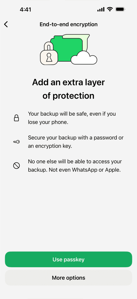 WhatsApp backup encryption enabled