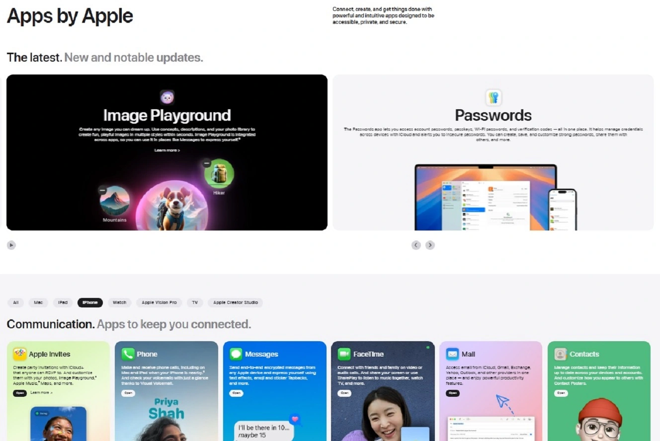 Apps developed by Apple.