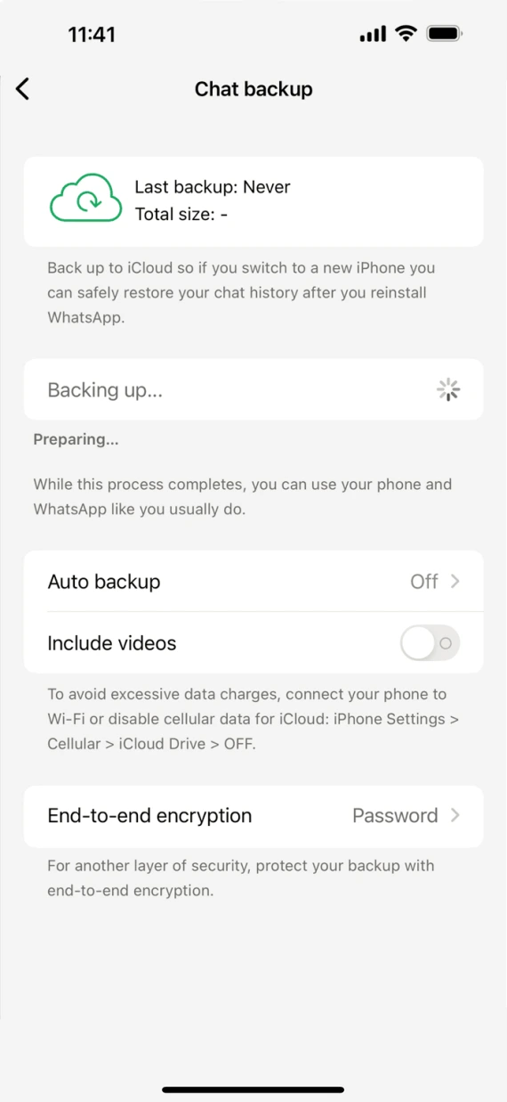 E2E Backup on WhatsApp