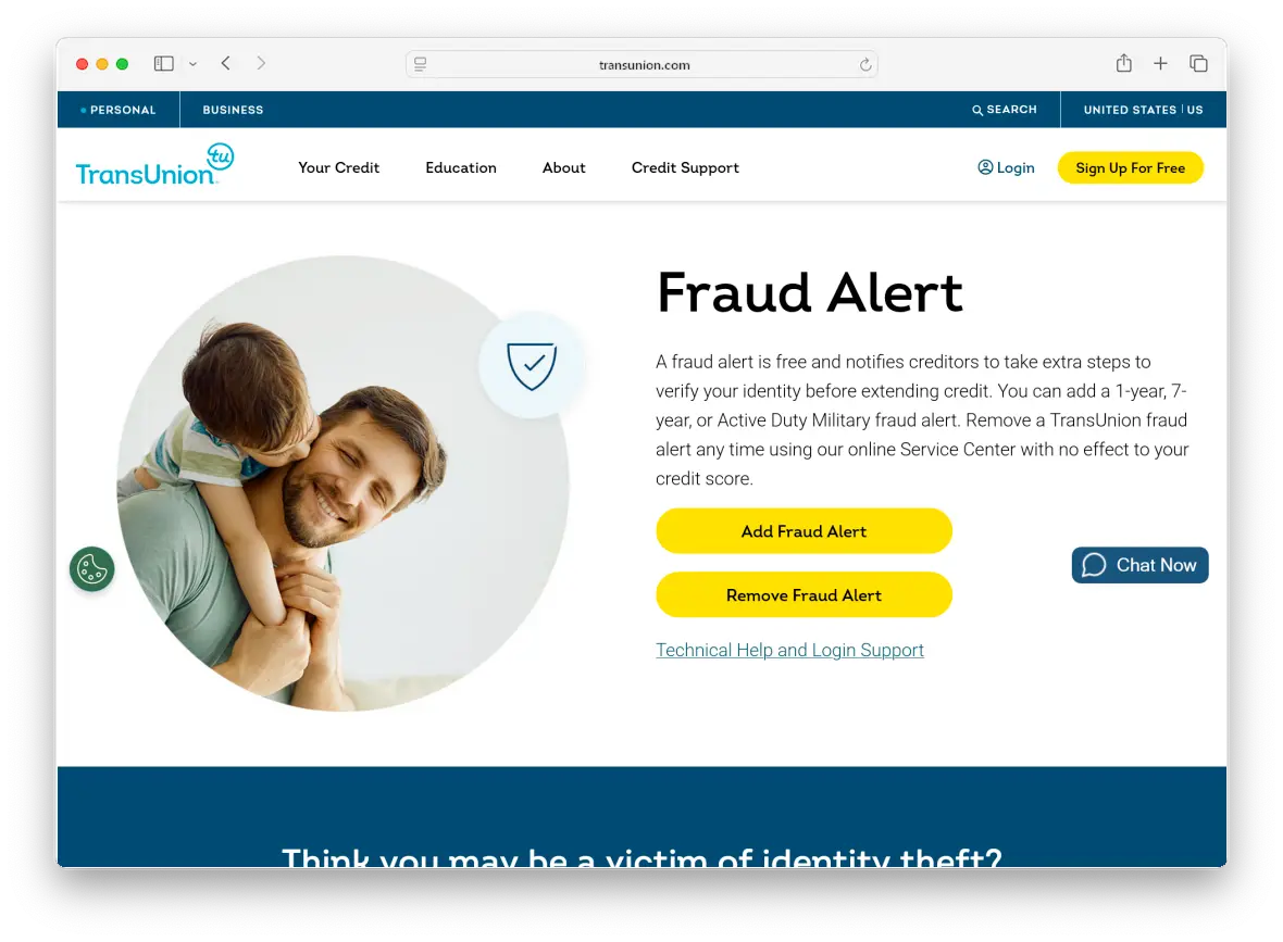 Fraud-Alert-TransUnion-homepage