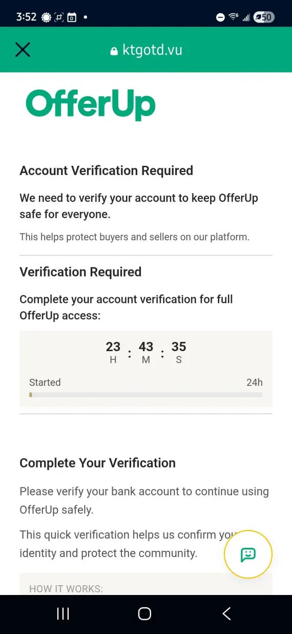 OfferUp account verification scam.
