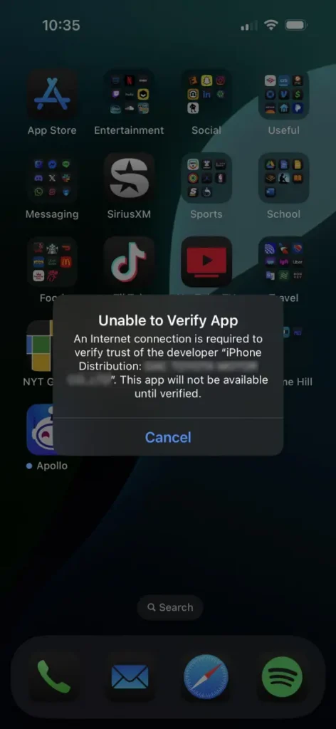Unable-to-verify-app