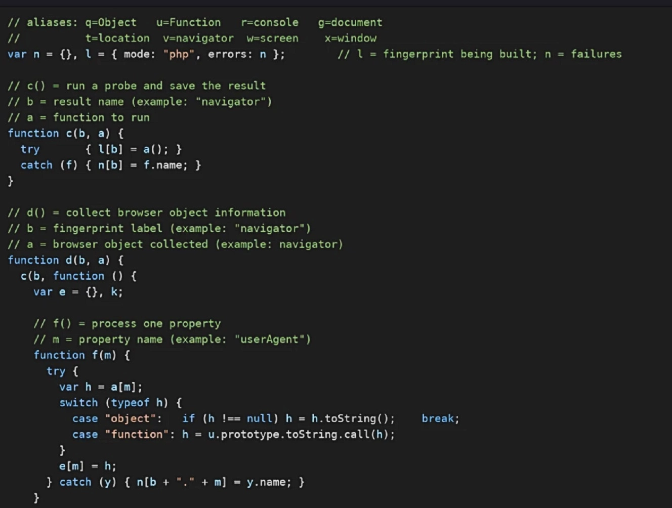 A screenshot of the gate gathering browser data.