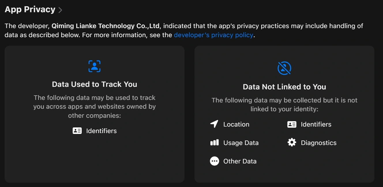 This is what you should look at when downloading an app from the Apple App Store.