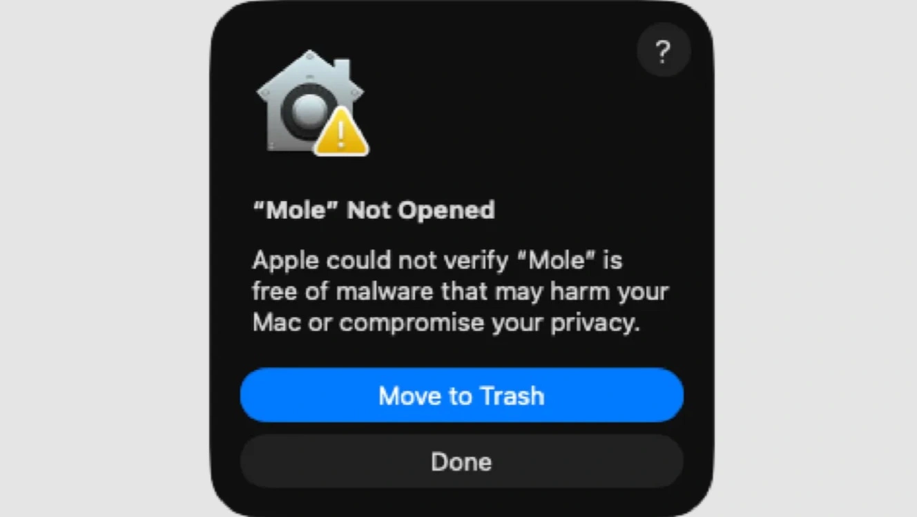 Jamf Threat Labs shared a screenshot of Gatekeeper blocking and flagging one of these fake Mac apps.