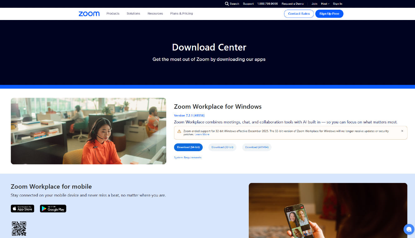 The official Zoom Download Center. Always check that your downloads are from official and verified sites.
