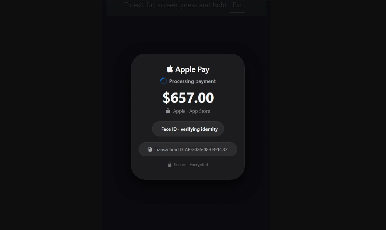 Screenshot of a fake Apple Pay notification.