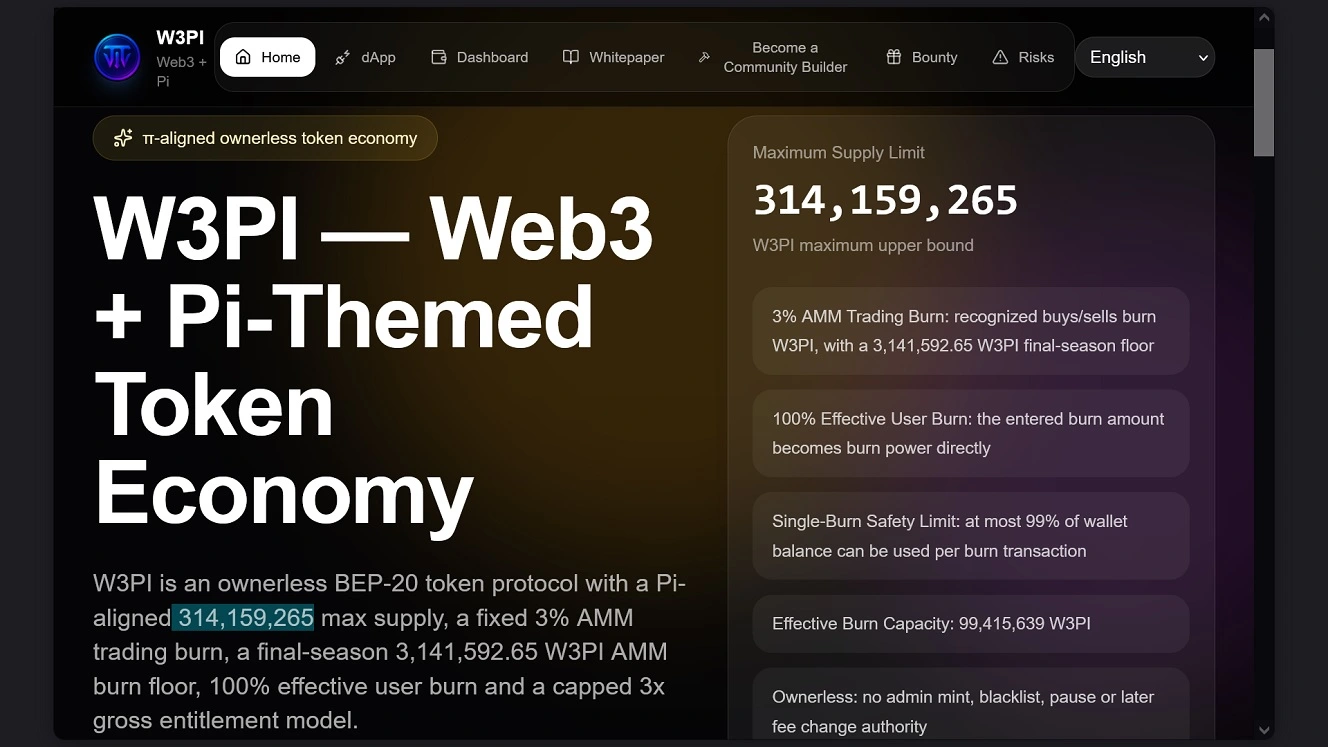 The W3PI new token and BEP-20 protocol site linked to Contagious Interview was still live when this report was being written.
