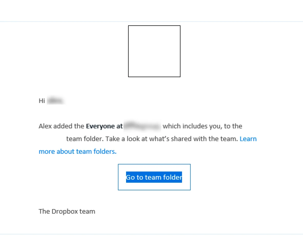 An image of a Dropbox fake "shared with you" email.