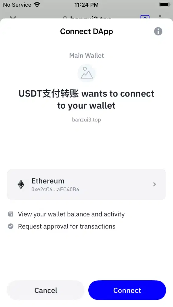 Image of a Trust Wallet wallet connection scam.