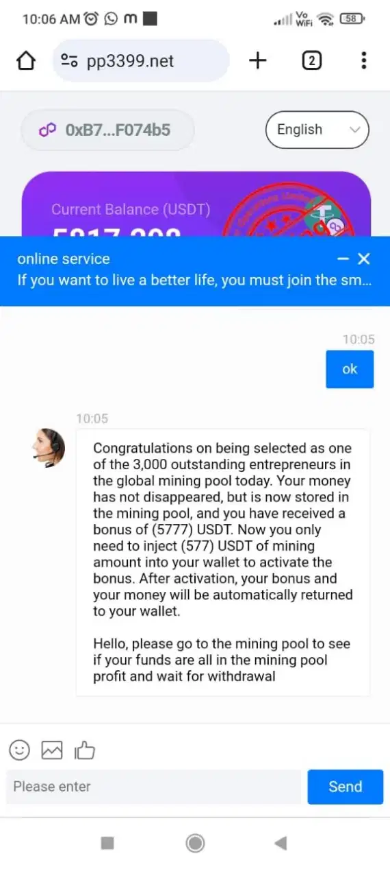 Image linked to a Trust Wallet support scam.