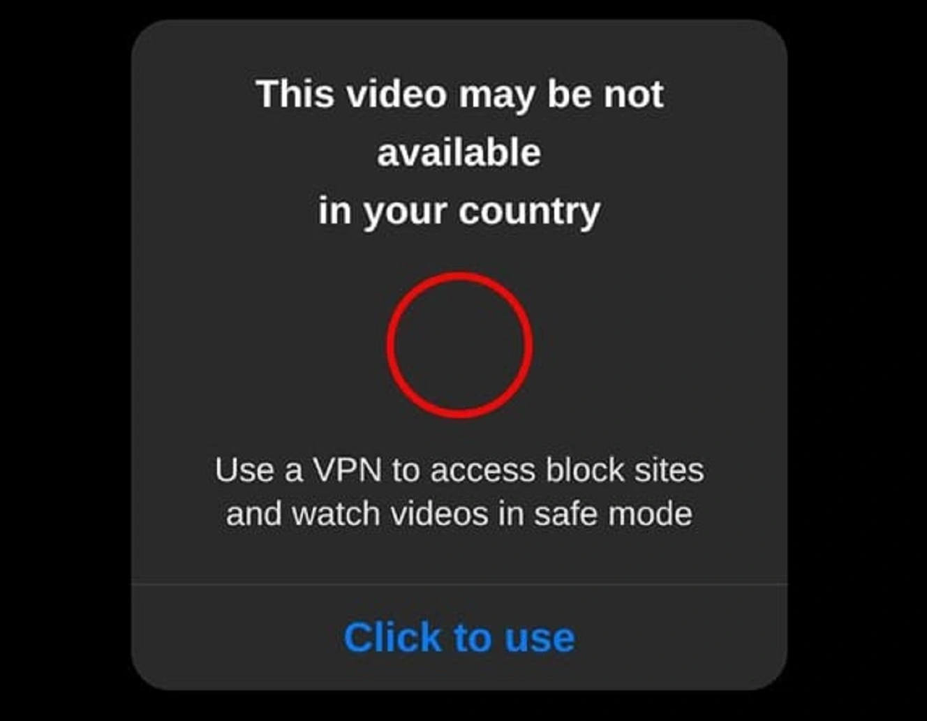 Screenshot of a DeadTag ad redirected users to a fake VPN ad/video.